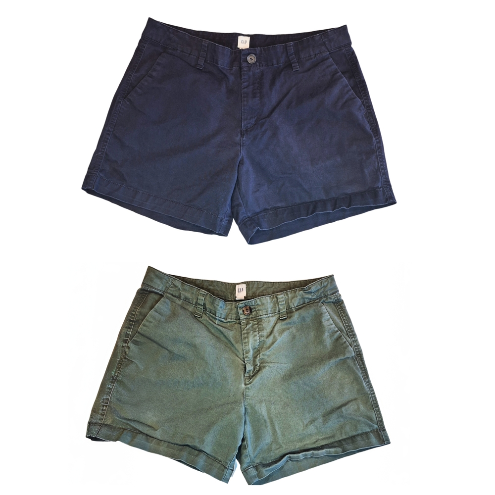 GAP Women’s Shorts Bundle Size 8 Navy Green Chino Casual Summer 2 Pair